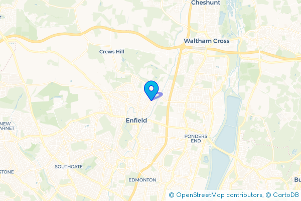 Coach Hire route map for Forty Hill, Greater London