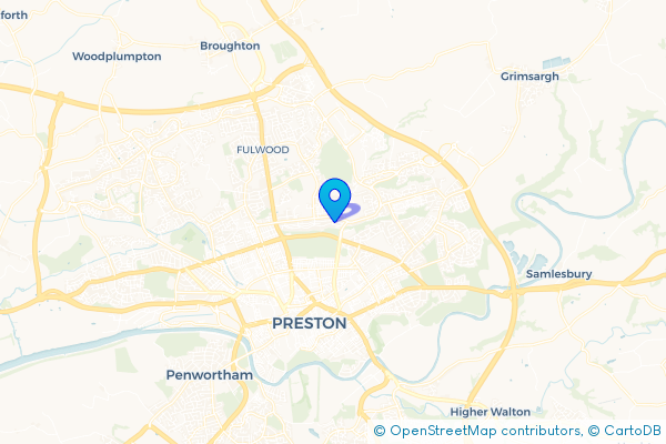 Coach Hire route map for Fulwood, Lancashire