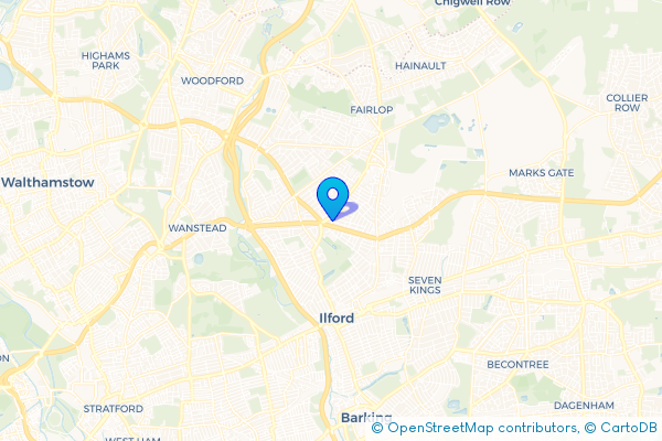 Coach Hire route map for Gants Hill, Greater London