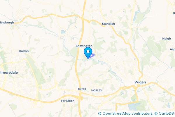 Coach Hire route map for Gathurst, Greater Manchester