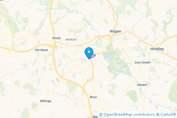 Coach Hire route map for Goose Green, Greater Manchester