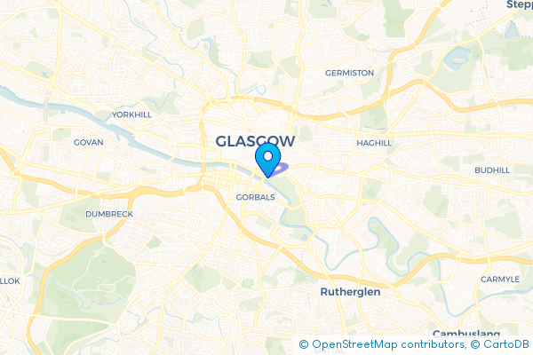 Coach Hire route map for Gorbals, Glasgow City