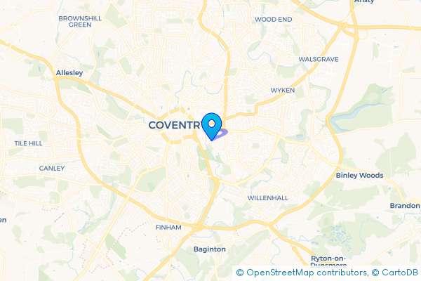Coach Hire route map for Gosford Green, West Midlands