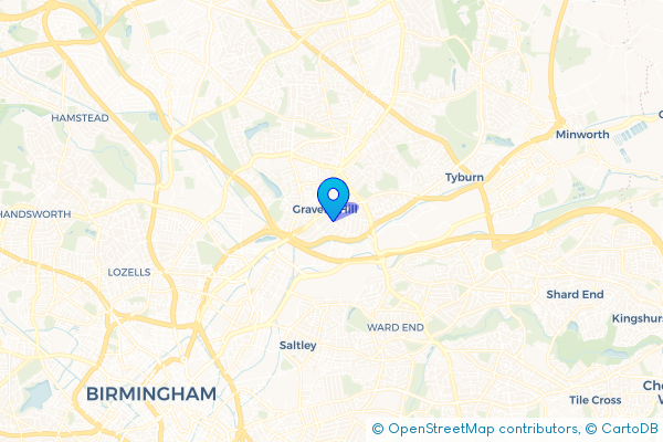 Coach Hire route map for Gravelly Hill, West Midlands