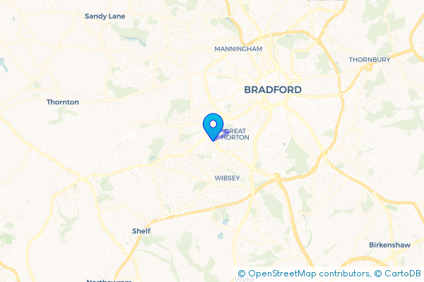 Coach Hire route map for Great Horton, West Yorkshire