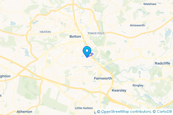Coach Hire route map for Great Lever, Greater Manchester