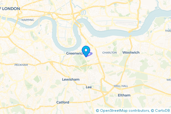 Coach Hire route map for Greenwich