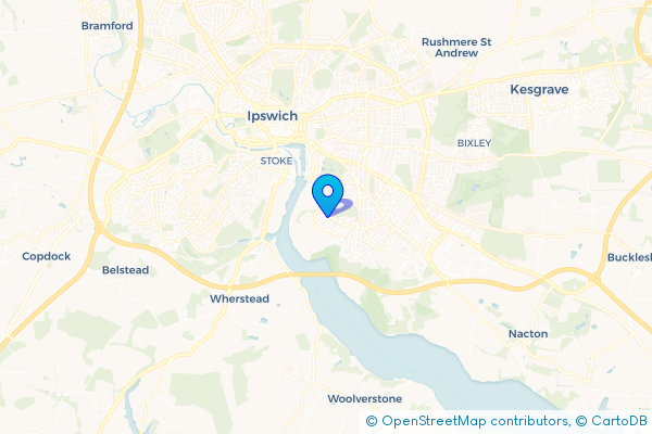 Coach Hire route map for Greenwich, Suffolk