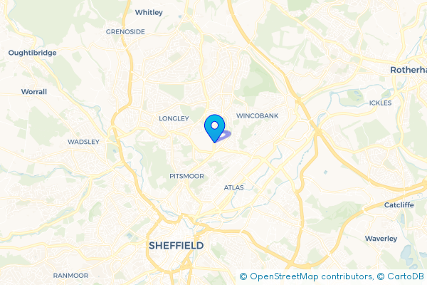 Coach Hire route map for Grimesthorpe, South Yorkshire