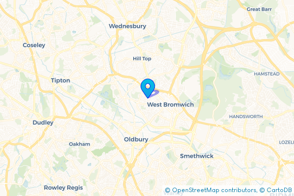 Coach Hire route map for Guns Village, West Midlands