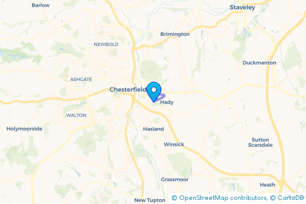 Coach Hire route map for Hady, Derbyshire