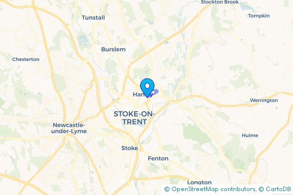 Coach Hire route map for Hanley, Staffordshire
