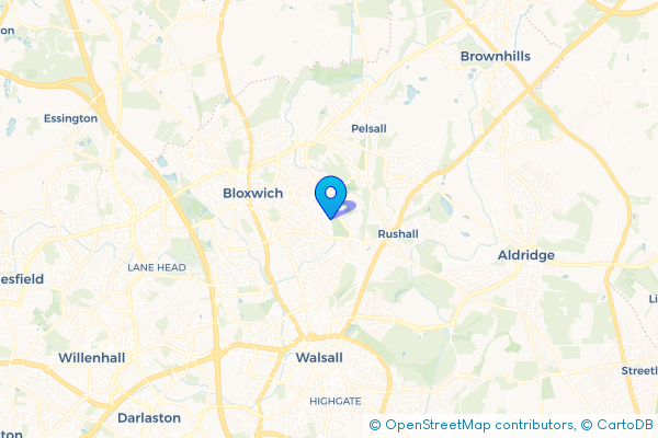 Coach Hire route map for Harden, West Midlands