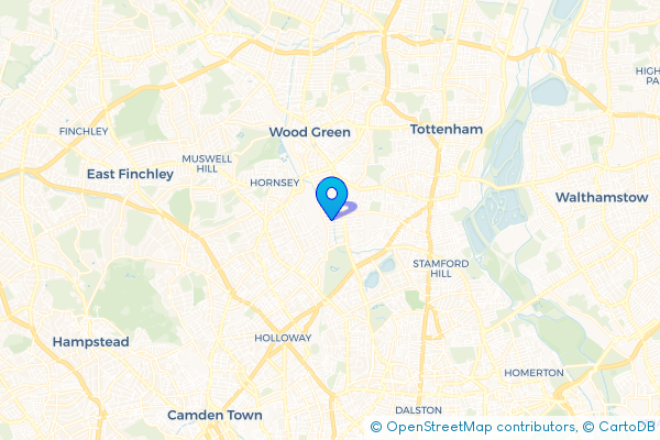 Coach Hire route map for Harringay, Greater London