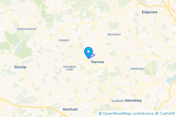 Coach Hire route map for Harrow