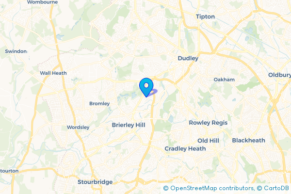 Coach Hire route map for Hart's Hill, West Midlands