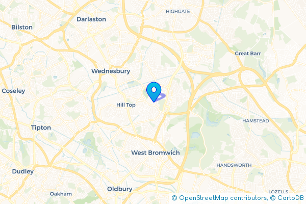 Coach Hire route map for Hateley Heath, West Midlands
