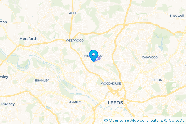 Coach Hire route map for Headingley, West Yorkshire