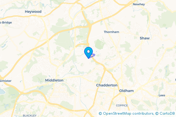 Coach Hire route map for Healds Green, Greater Manchester