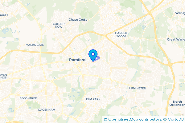 Coach Hire route map for Heath Park, Greater London