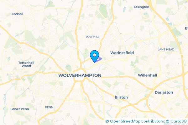 Coach Hire route map for Heath Town, West Midlands