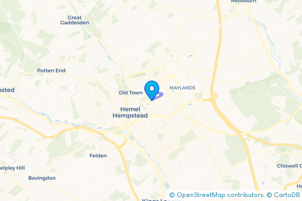 Coach Hire route map for Hemel Hempstead, Hertfordshire