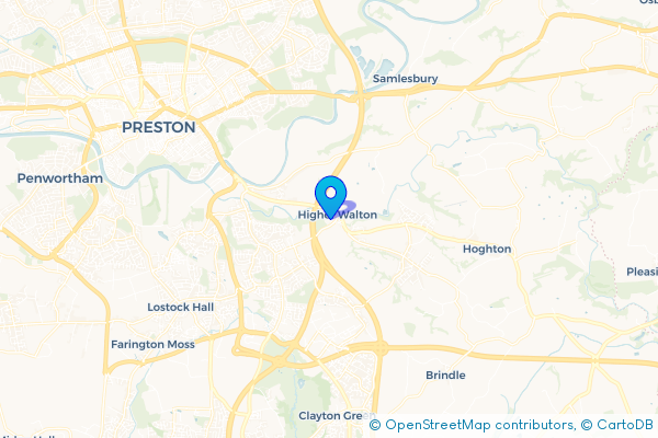 Coach Hire route map for Higher Walton, Lancashire