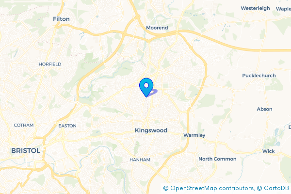 Coach Hire route map for Hillfields, Bristol