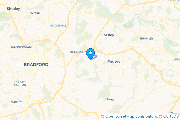 Coach Hire route map for Hillfoot, West Yorkshire
