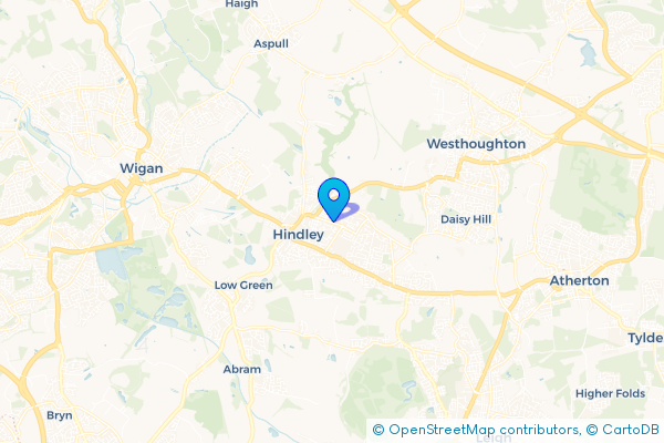 Coach Hire route map for Hindley, Greater Manchester