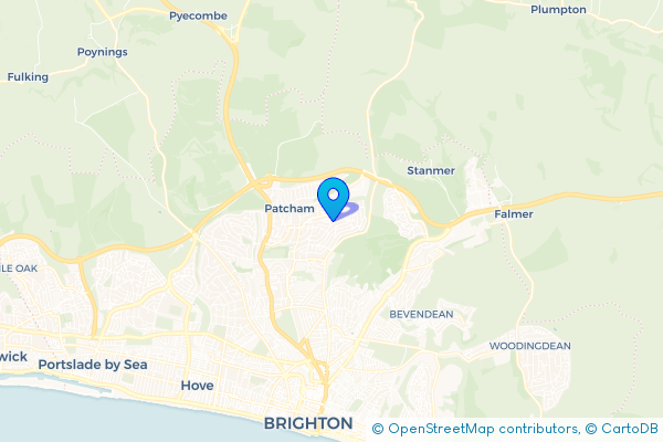 Coach Hire route map for Hollingbury, East Sussex