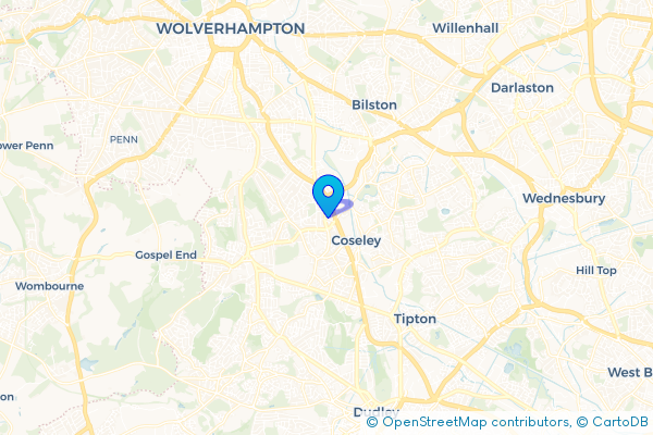 Coach Hire route map for Hurst Hill, West Midlands