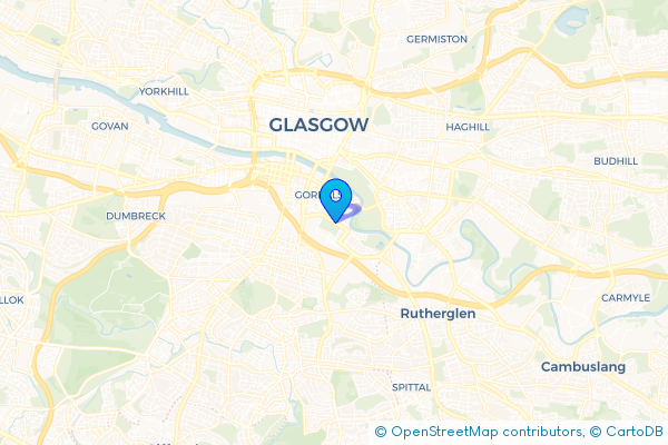 Coach Hire route map for Hutchesontown, Glasgow City
