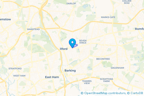 Coach Hire route map for Ilford, Greater London