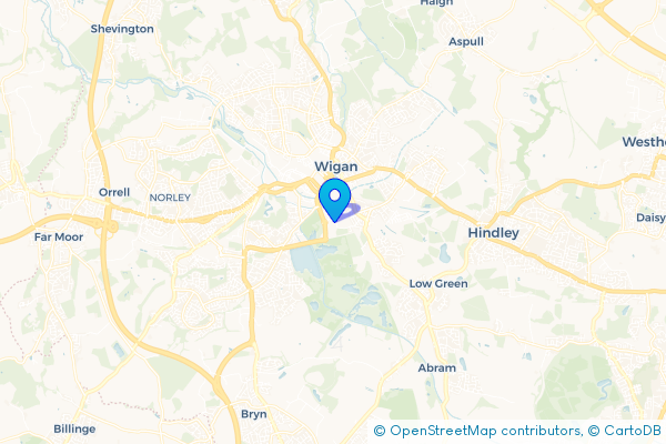 Coach Hire route map for Ince in Makerfield, Greater Manchester