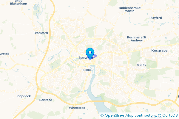 Coach Hire route map for Ipswich, Suffolk