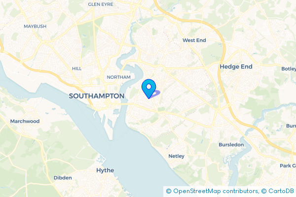 Coach Hire route map for Itchen, Hampshire