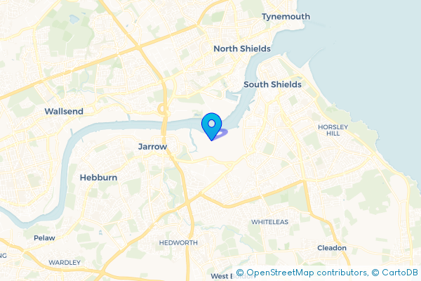 Coach Hire route map for Jarrow, Tyne and Wear