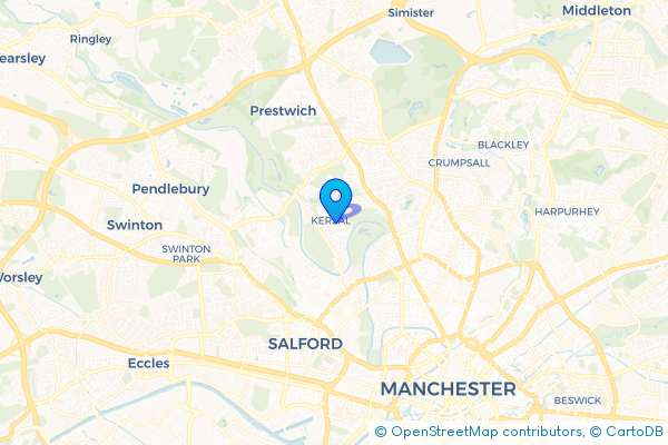 Coach Hire route map for Kersal, Greater Manchester