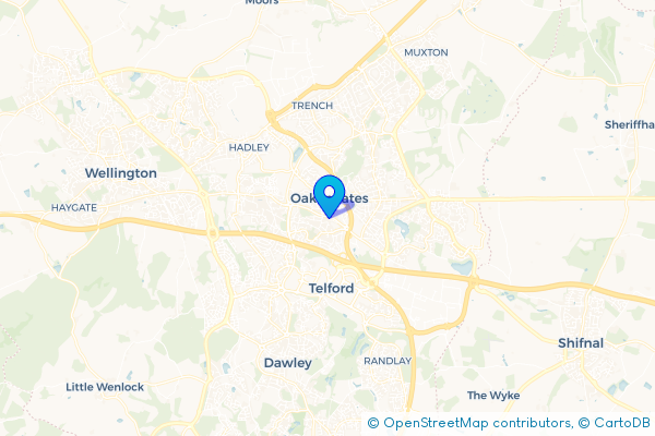 Coach Hire route map for Ketley Bank, Shropshire