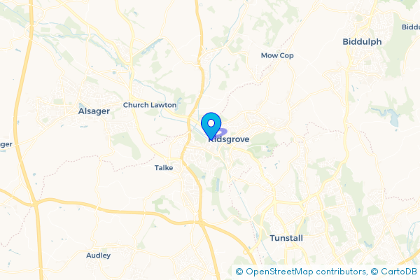 Coach Hire route map for Kidsgrove, Staffordshire