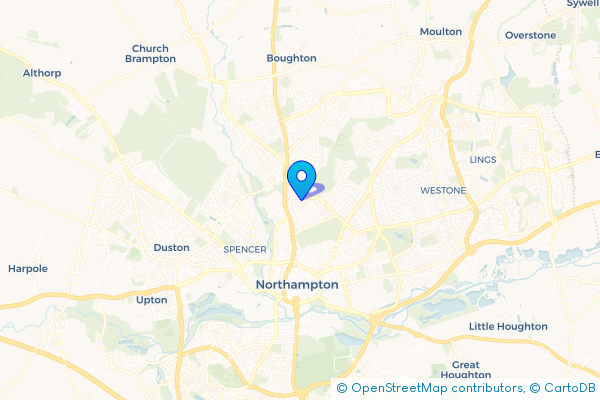 Coach Hire route map for Kingsthorpe Hollow, Northamptonshire