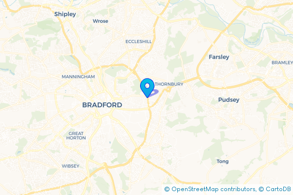 Coach Hire route map for Laisterdyke, West Yorkshire
