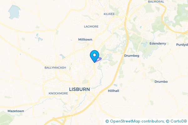 Coach Hire route map for Lambeg, Lisburn