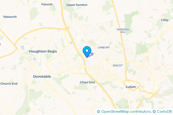 Coach Hire route map for Leagrave, Bedfordshire