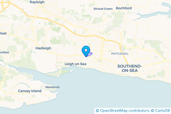 Coach Hire route map for Leigh-on-Sea, Essex