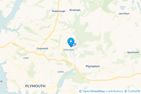 Coach Hire route map for Leigham, Devon