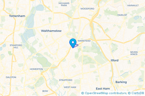 Coach Hire route map for Leytonstone, Greater London