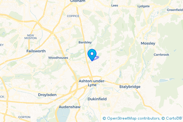 Coach Hire route map for Limehurst, Greater Manchester