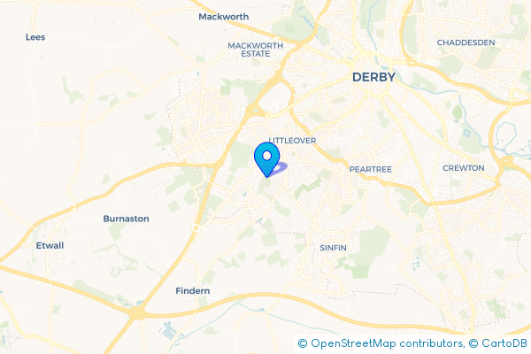 Coach Hire route map for Littleover, Derbyshire